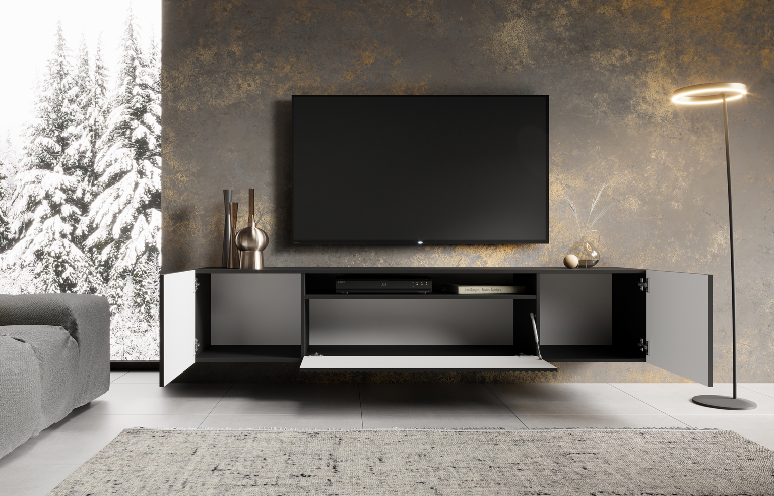TV spintelė NOEMI, juoda-1