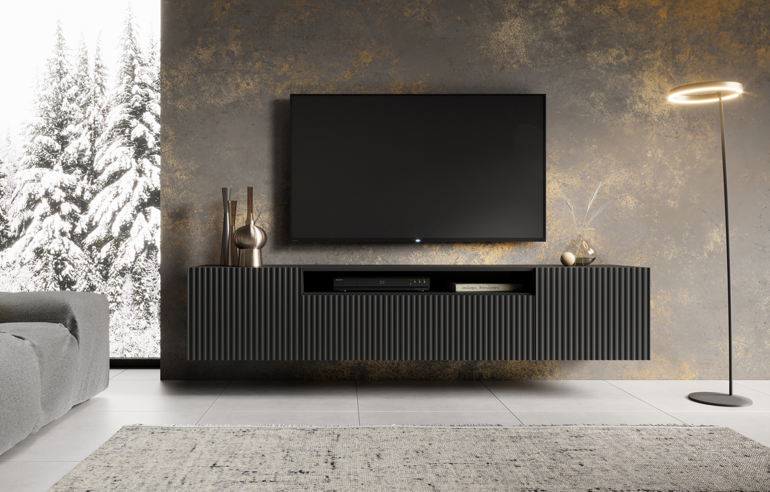 TV spintelė NOEMI, juoda-0