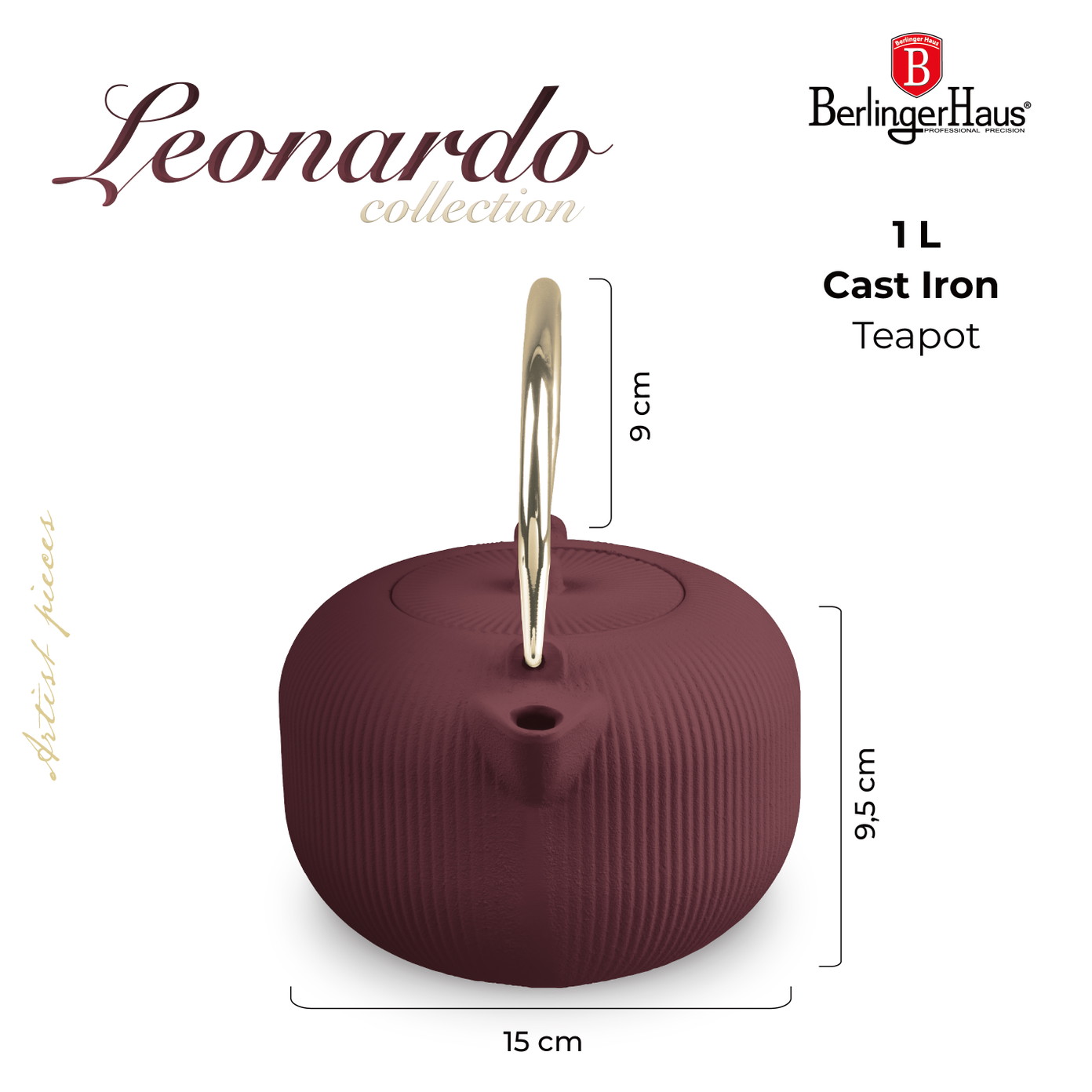 Ketaus arbatinukas BERLINGERHAUS LEONARDO, purpurinės sp., 1 L - 4