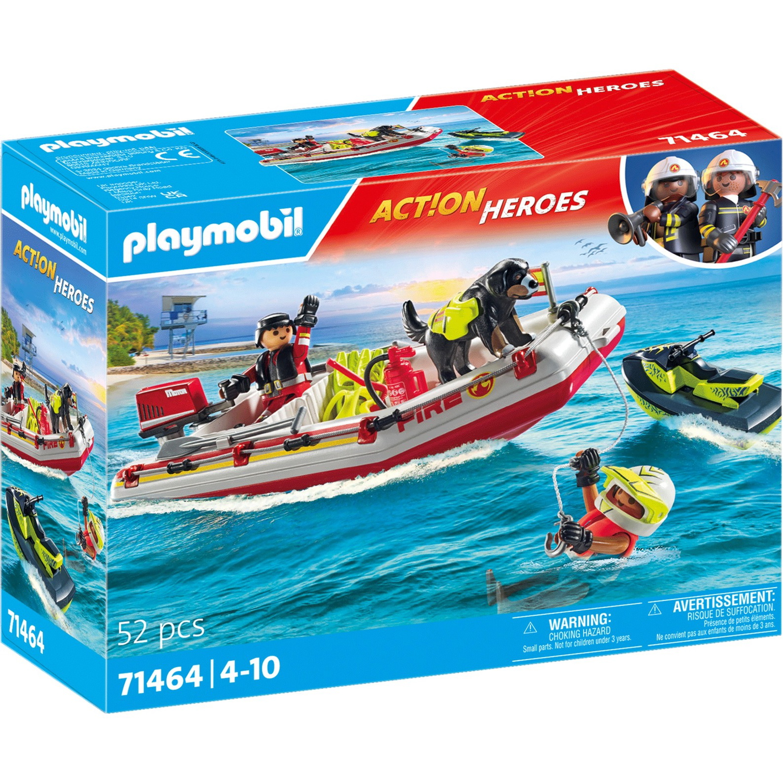 Ugniagesių laivas su vandens motociklu PLAYMOBIL ACTION HEROES 71464 - 1