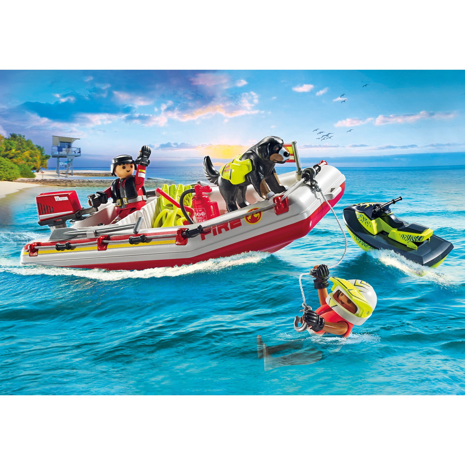 Ugniagesių laivas su vandens motociklu PLAYMOBIL ACTION HEROES 71464 - 3