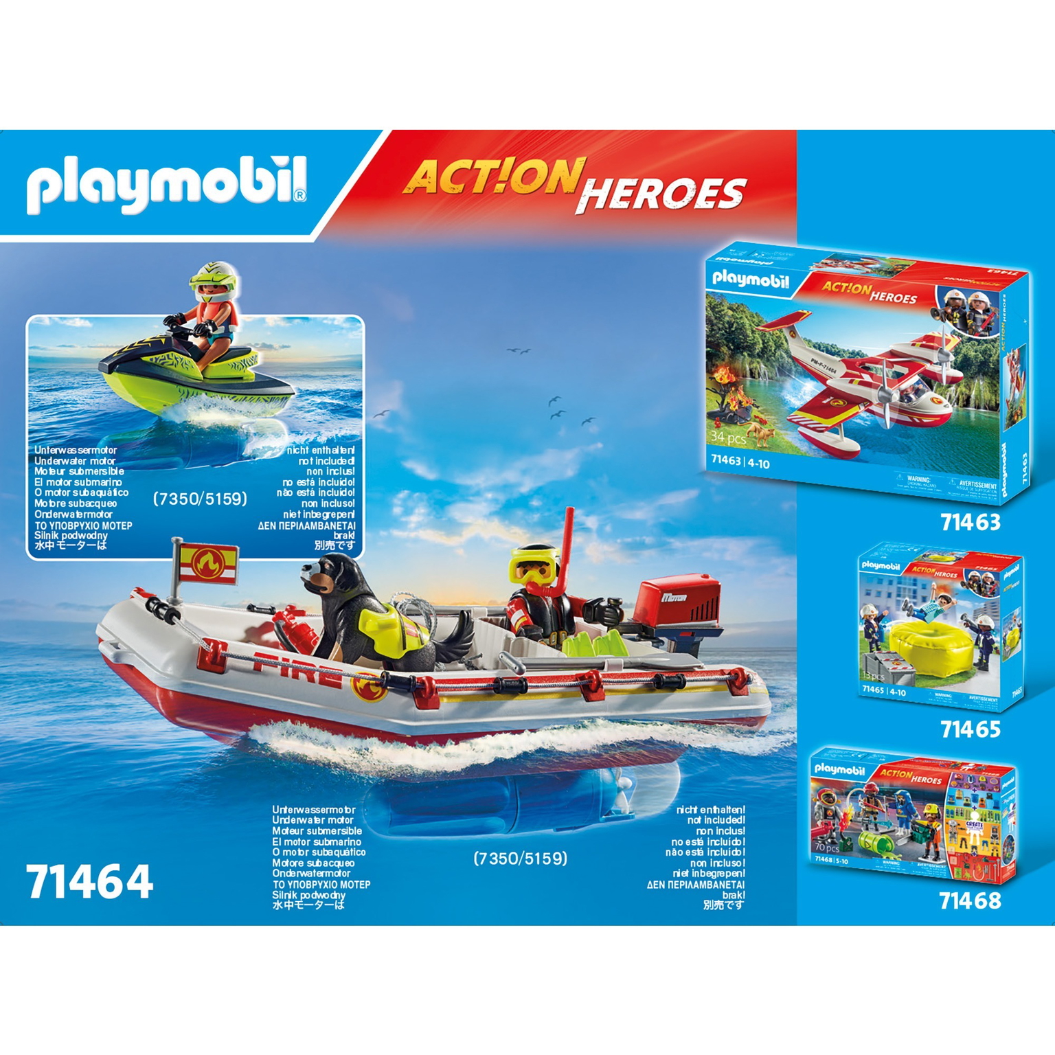 Ugniagesių laivas su vandens motociklu PLAYMOBIL ACTION HEROES 71464 - 6