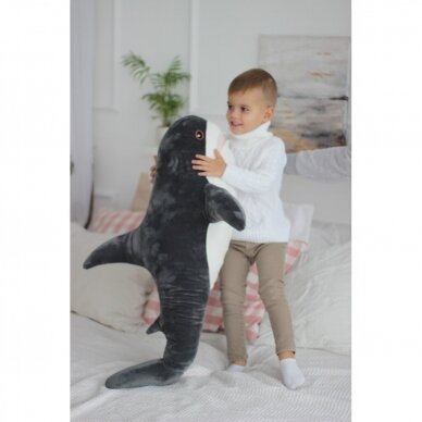 Pliušinis žaislas-pagalvė, ryklys FANCY, pilkos sp, 98 cm - 3