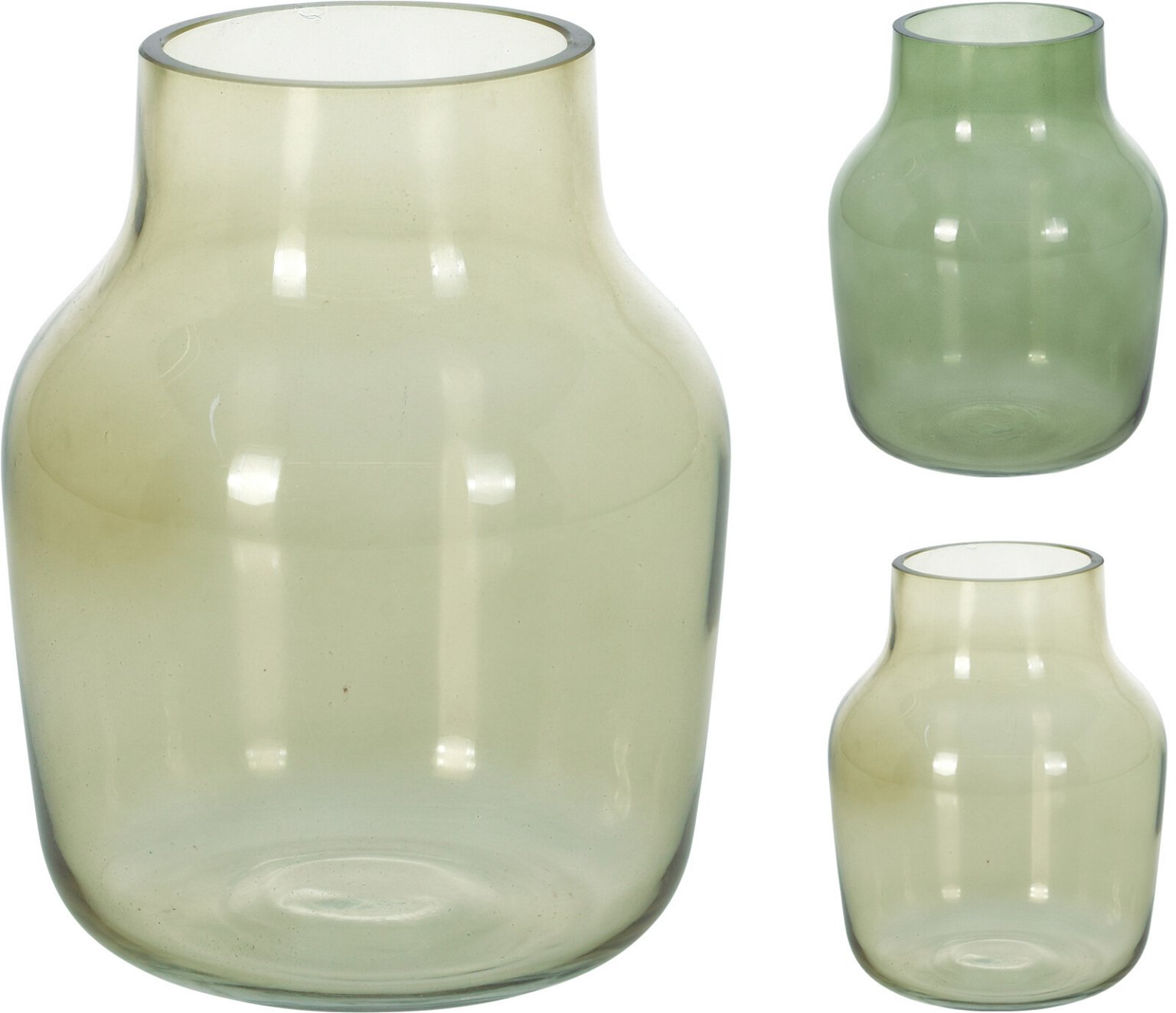 Stiklinė vaza, žalsvos sp., 19 cm