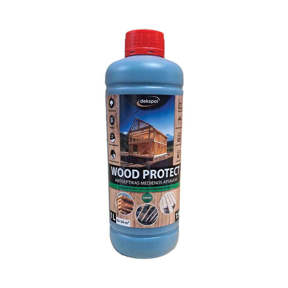 Medienos antiseptikas DEKSPOL WOOD PROTECT, koncentratas 1:9, žalios sp., 1 L-0
