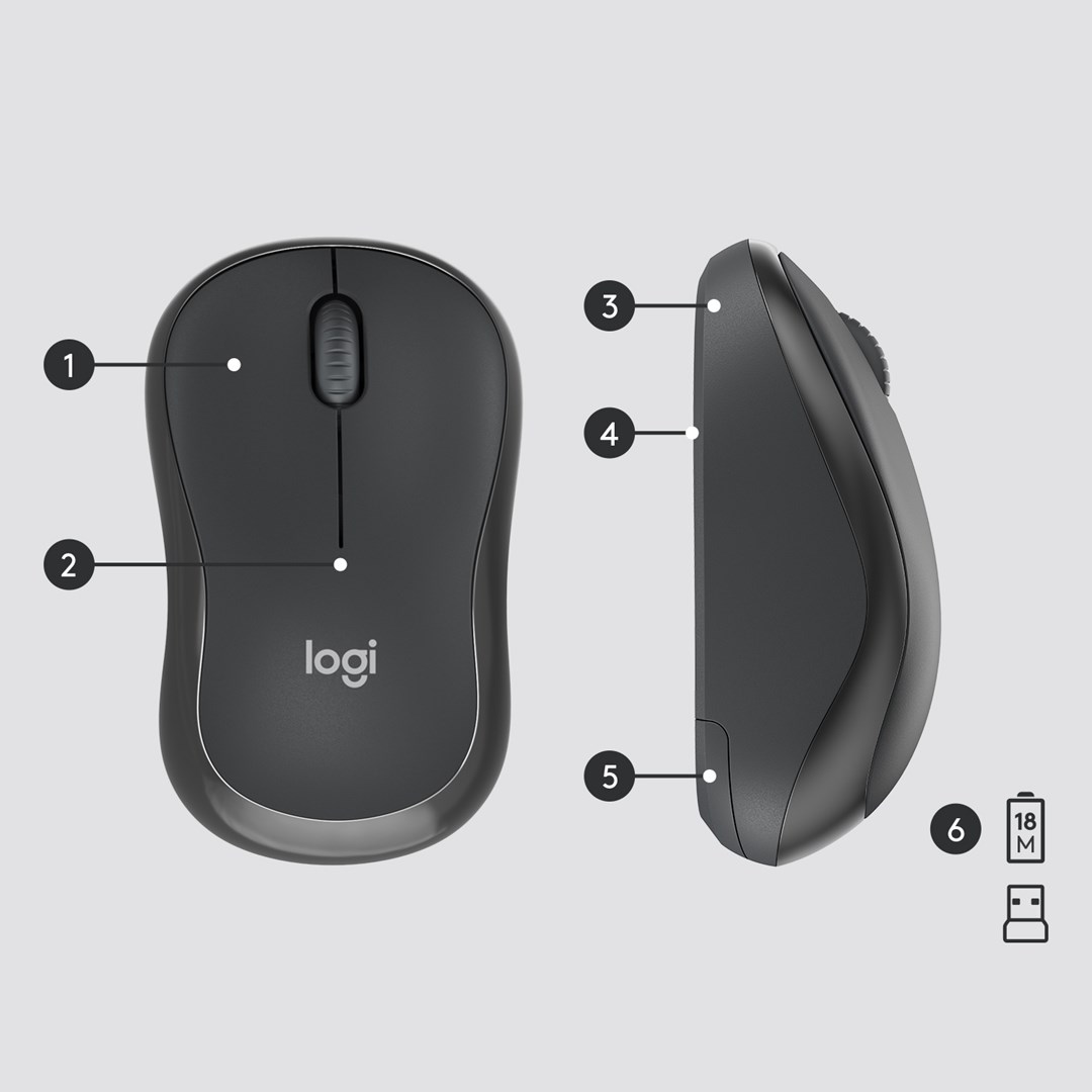 Klaviatūros ir pelės komplektas Logitech MK295 Silent Combo Graphite, EN, juoda, belaidė - 7
