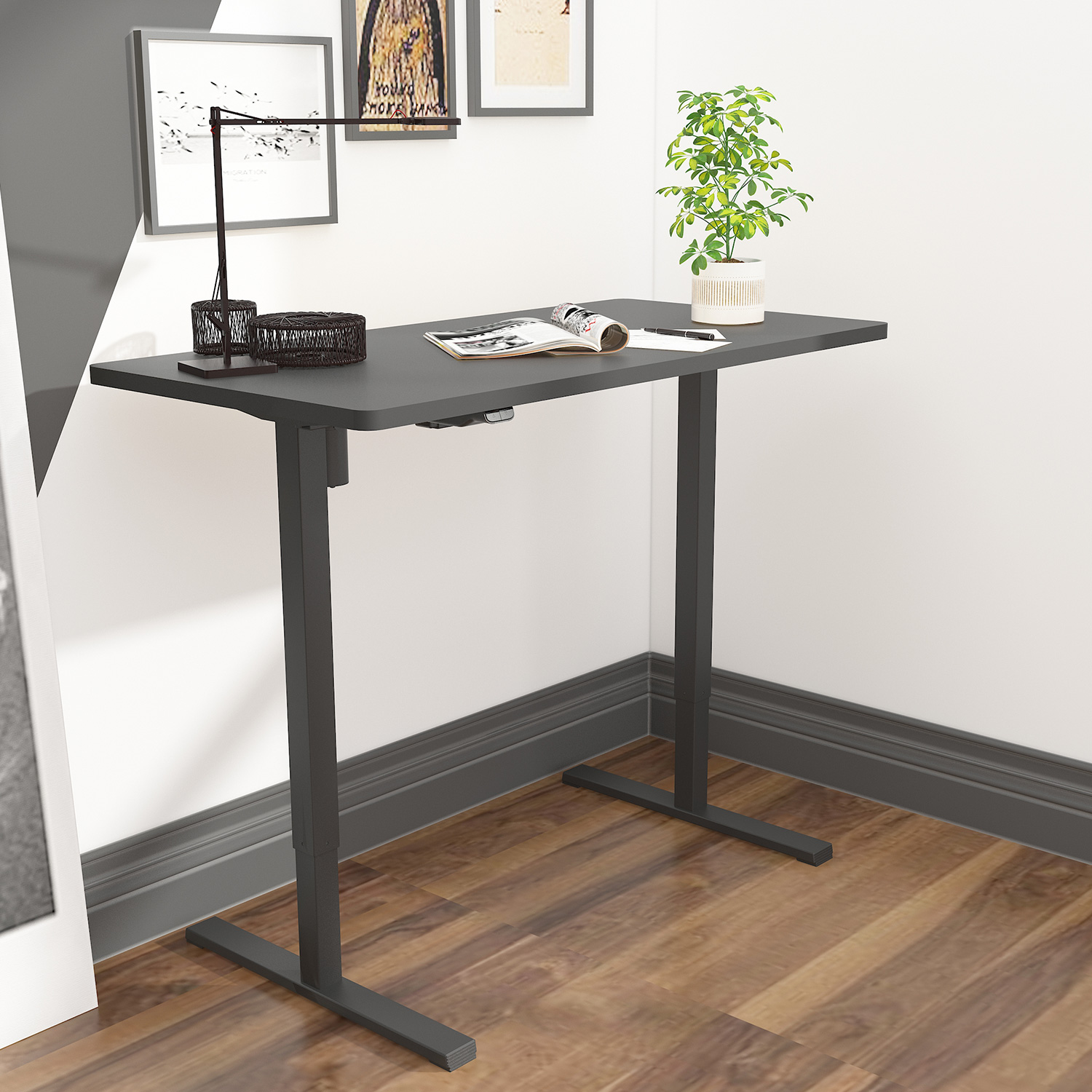Reguliuojamo aukščio rašomasis stalas ERGO OPTIMAL su 1 varikliu, 120x60 cm, juoda - 5