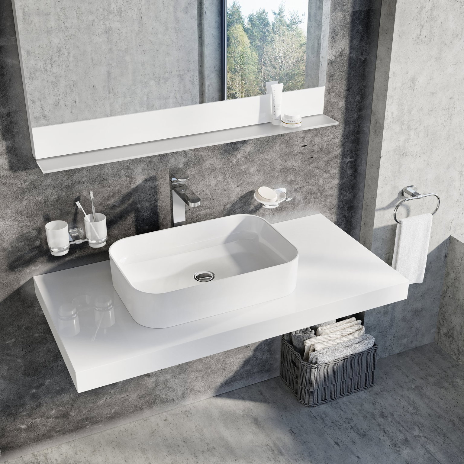 Keraminis praustuvas Ceramic Slim R, baltas - 3