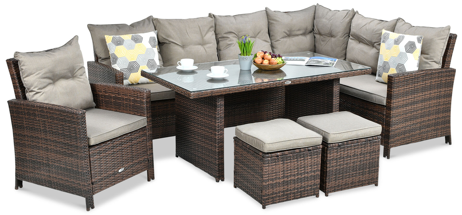 Lauko baldų komplektas IBIZA Corner + su foteliu, Brown - 1