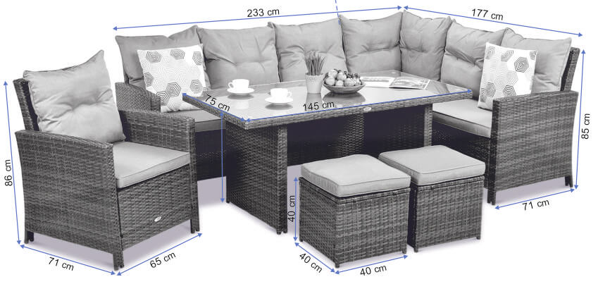 Lauko baldų komplektas IBIZA Corner + su foteliu, Brown - 7