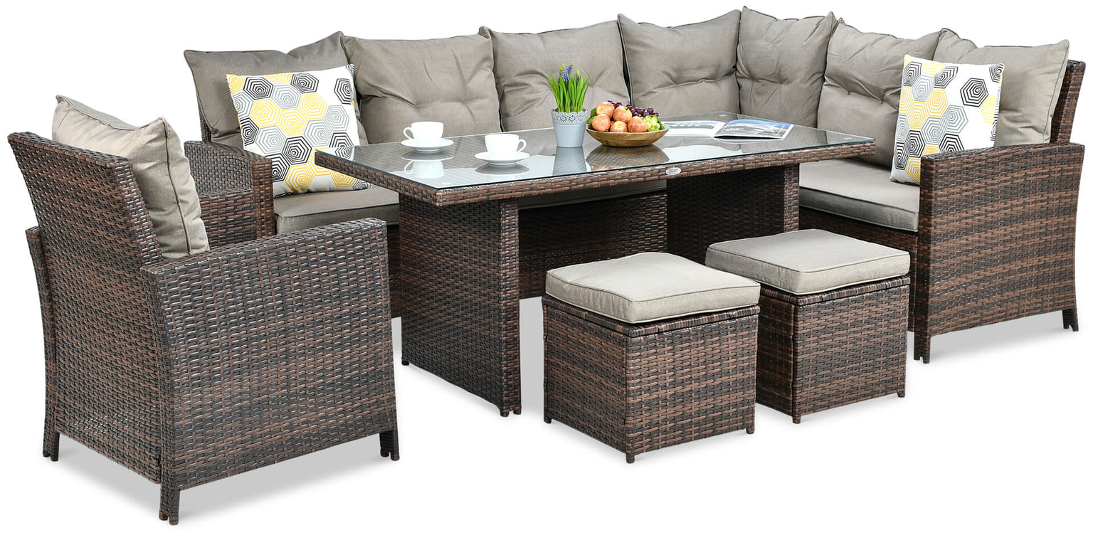 Lauko baldų komplektas IBIZA Corner + su foteliu, Brown - 3