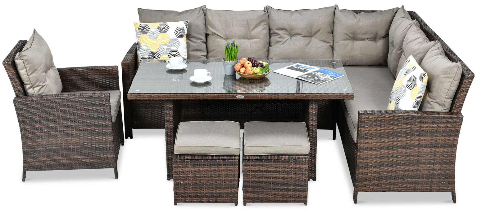 Lauko baldų komplektas IBIZA Corner + su foteliu, Brown - 2