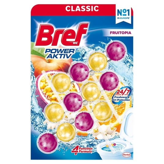 WC valiklis - gaiviklis BREF Power Aktiv Fruitopia, 3 x 50 g-0