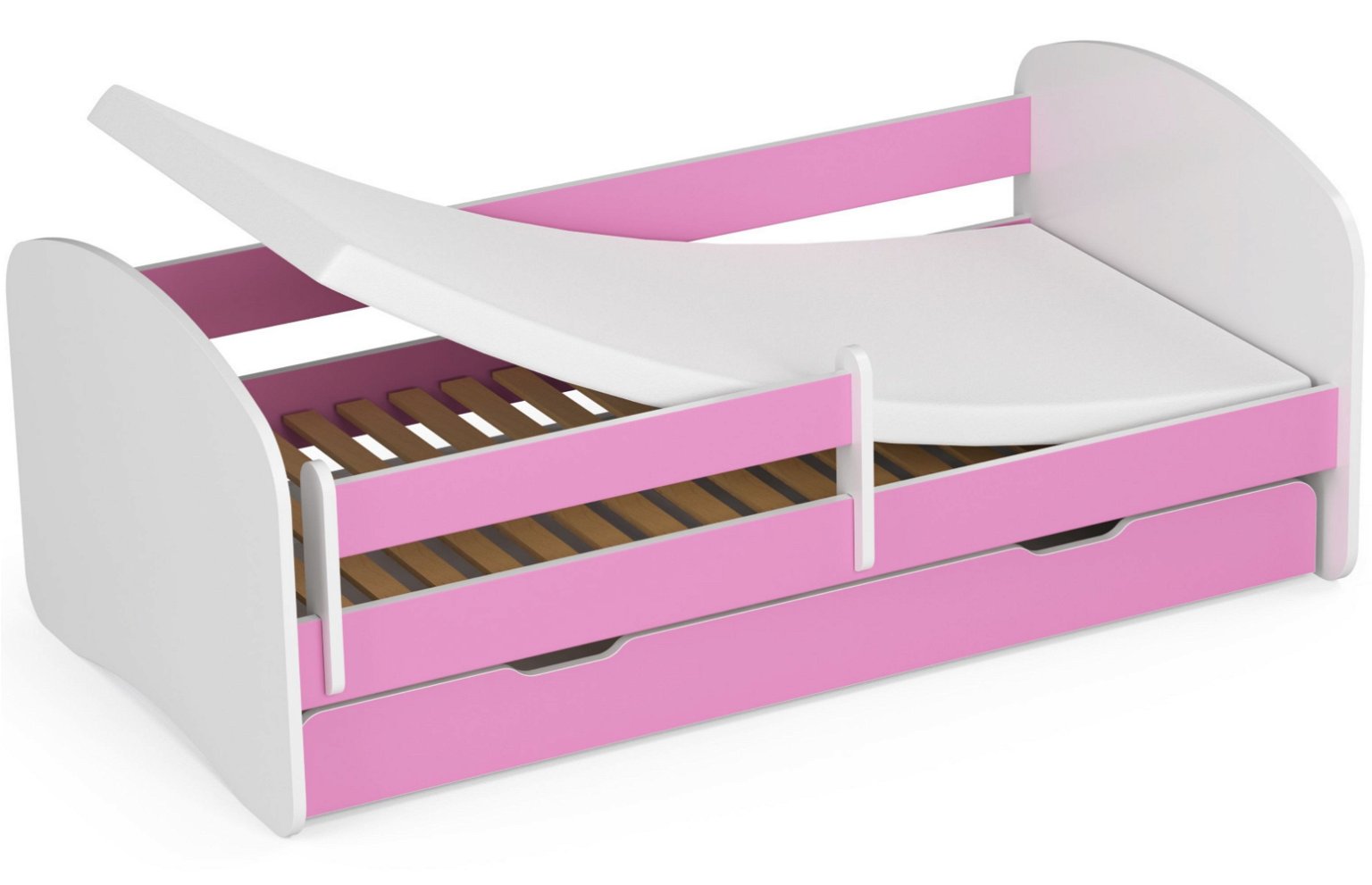 Vaikiška lova su čiužiniu SMILE, 160x80 cm, rožinė - 3