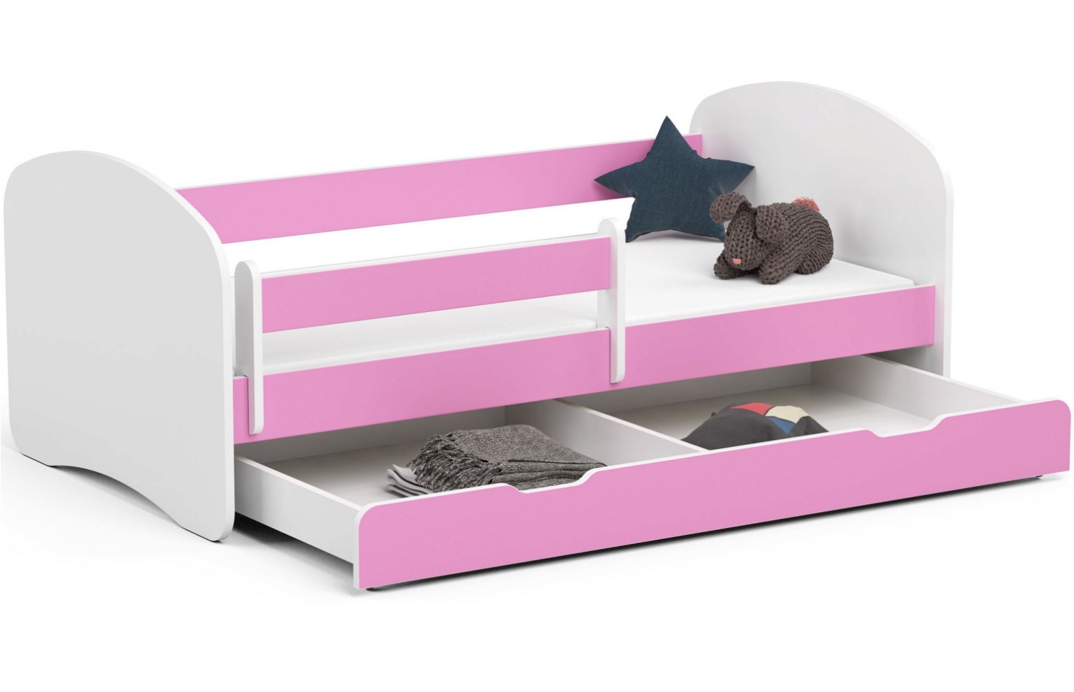 Vaikiška lova su čiužiniu SMILE, 160x80 cm, rožinė - 2