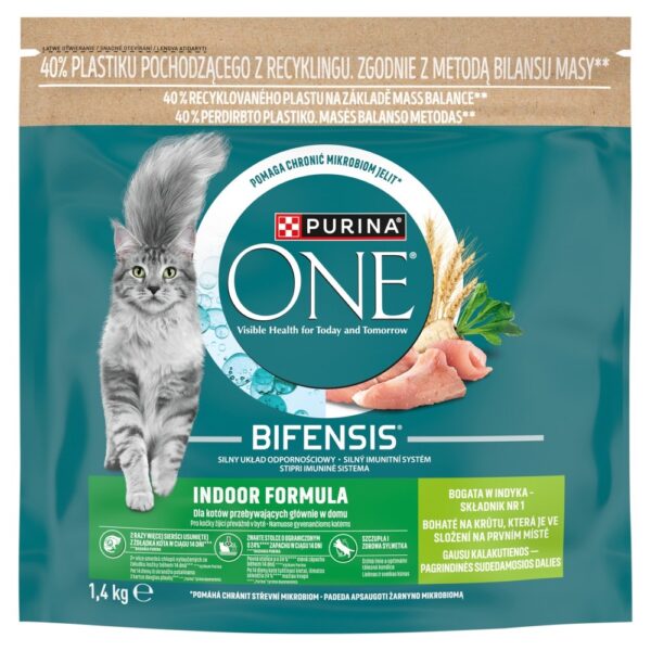 Sausas kačių ėdalas ONE Indoor, su kalakutiena, 750 g-0