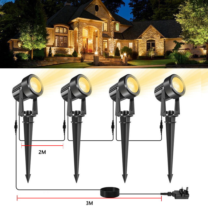 Įsmeigiamas LED lauko šviestuvas, IP44, 3000K, 150lm, šiltai baltos sp, 6,3+5m, sujungiamas, 3 vnt.-1