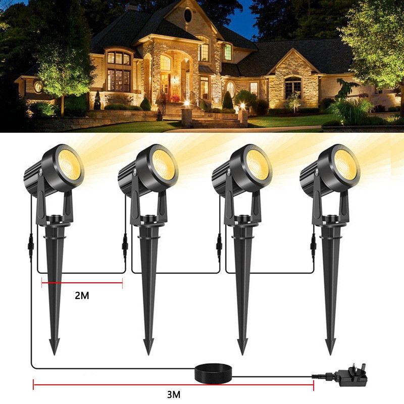Įsmeigiamas LED lauko šviestuvas, IP44, 3000K, 150lm, šiltai baltos sp, 6,3+5m, sujungiamas, 3 vnt.-1