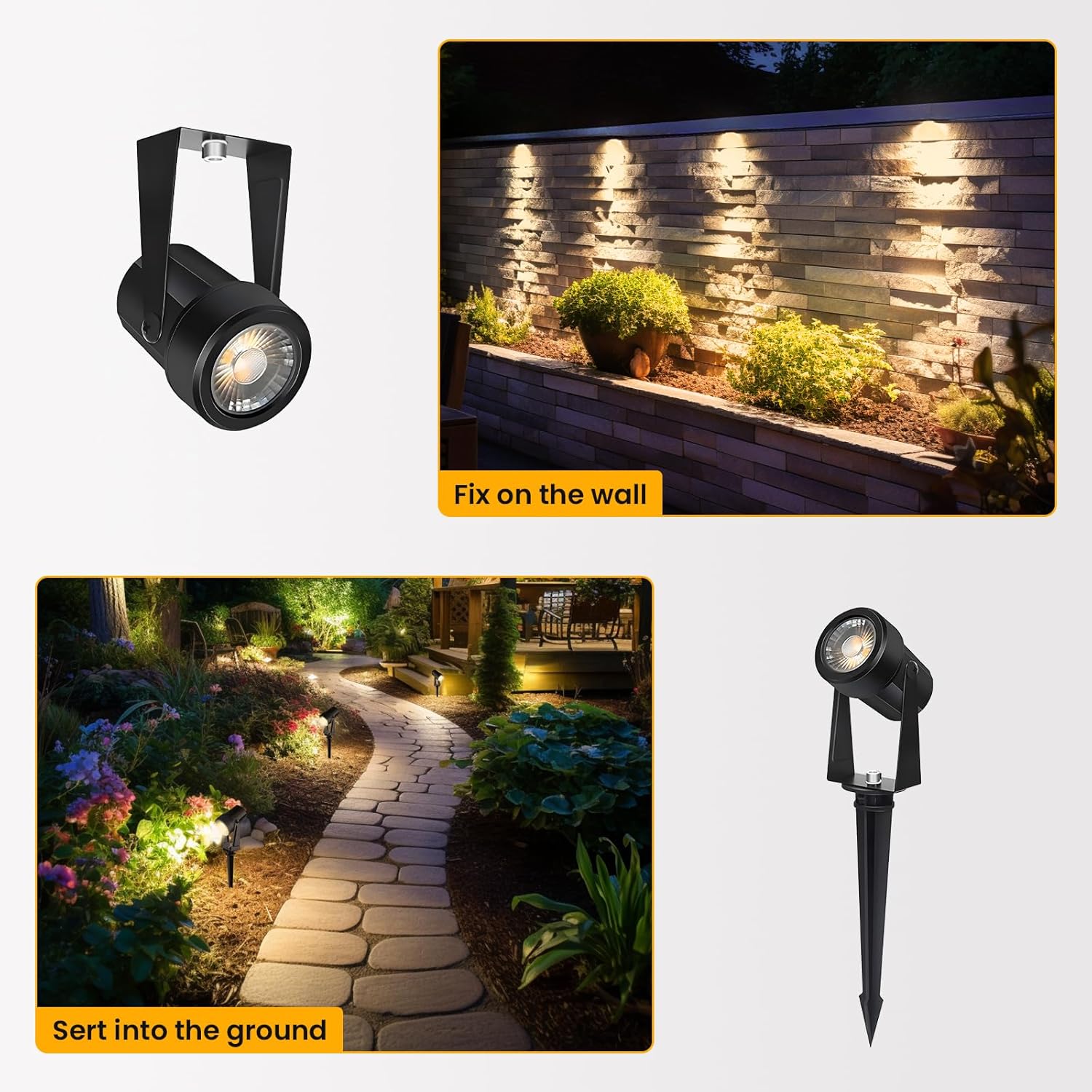 Įsmeigiamas LED lauko šviestuvas, IP44, 3000K, 150lm, šiltai baltos sp, 6,3+5m, sujungiamas, 3 vnt. - 3