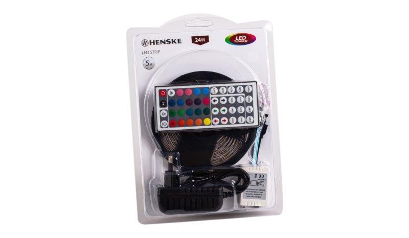 LED juostos komplektas HENSKE F-FS2835-60-RGB, IP20, RGB, su pultu 40 mygtukų, 5 m-1