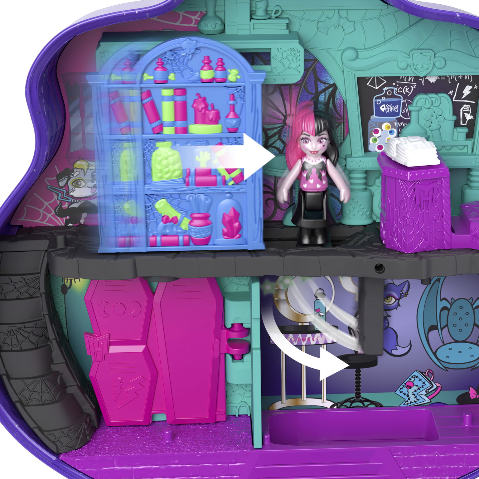 Polly Pocket Monster High tematikos pramogų rinkinys-2