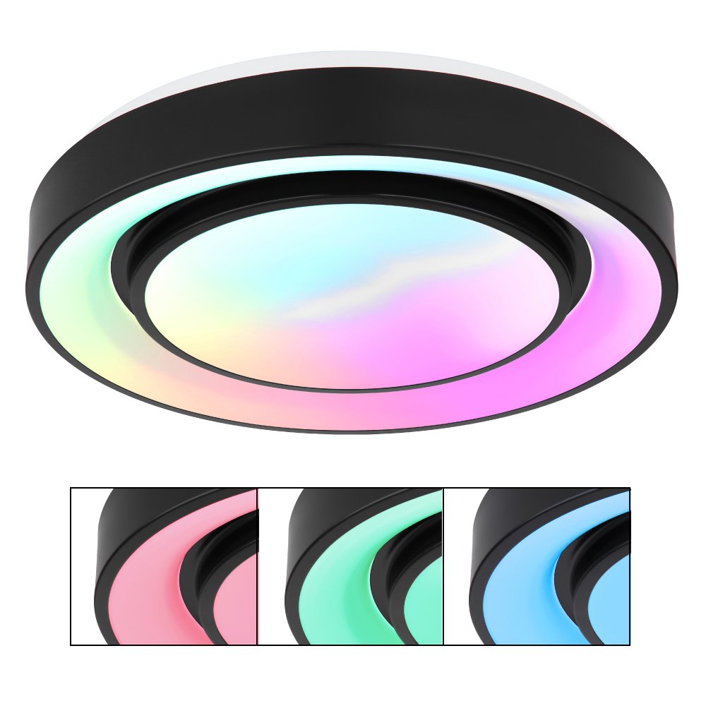 Lubinis LED šviestuvas GLOBO Sully, 24W+RGB 6W,3000-6500K+RGB, dim, ø38x7,5cm, su pulteliu