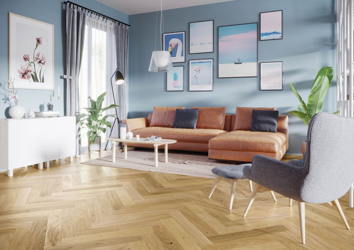 Ąžuolo parketlentės BLC FRESHY, Herringbone, matinis lakas, šuk., V4, click, 660x110x14 mm-1