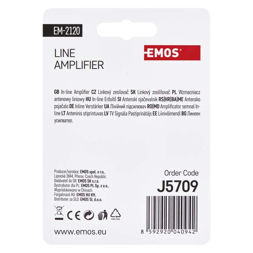 Signalo stiprintuvas DVB-T/T2 20 dB, F jungtis (Jungtis/įvestis), 65 mA, IP45 - 4