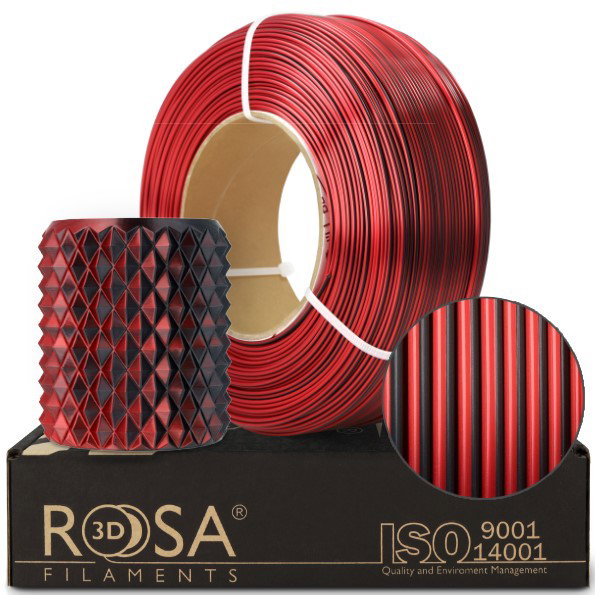 3D plastikas Rosa3D PLA, 1 kg, 1.75 mm, raudona/juoda sp.-0