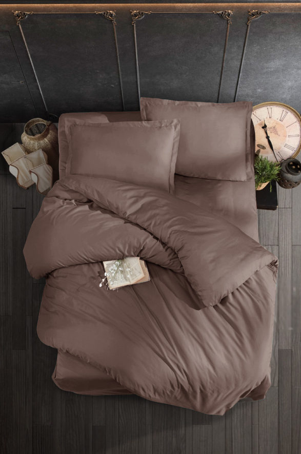 Satininės patalynės kompl. CREYA PLAIN MINK, rudos sp., 140x200cm, 50x70 cm, 100% medv.-0
