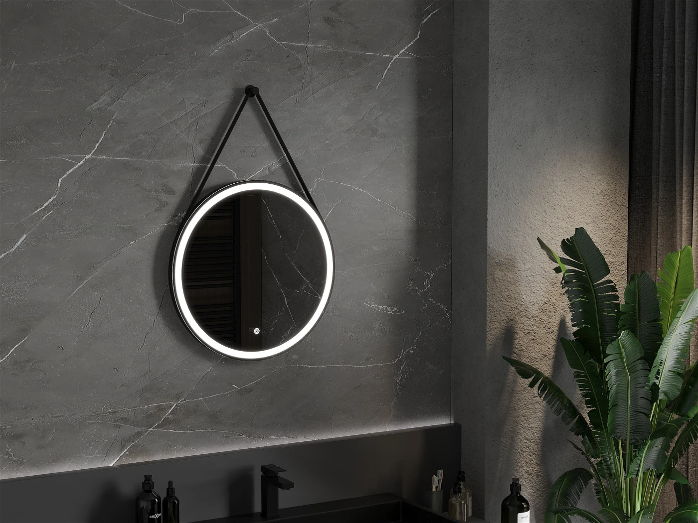 Vonios veidrodis Mexen Reni Black su LED apšvietimu ir šildymo kilimėliu, 60 cm - 2