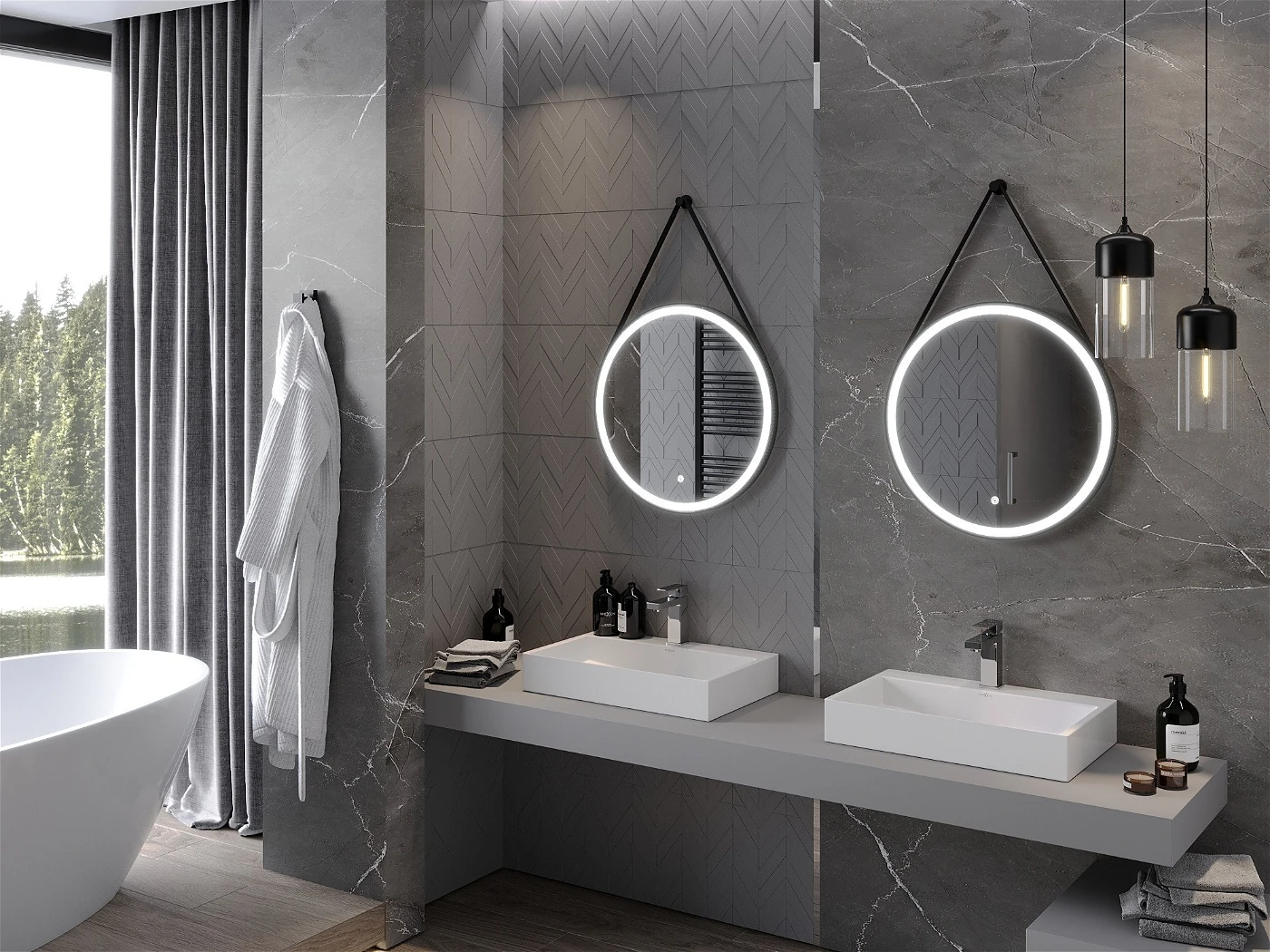 Vonios veidrodis Mexen Reni Black su LED apšvietimu ir šildymo kilimėliu, 60 cm - 3