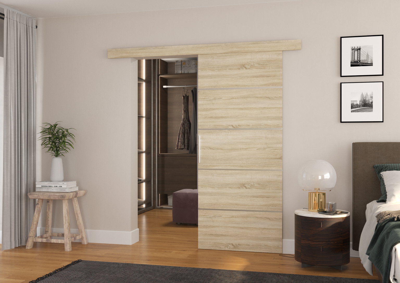 Stumdomos durys TONY 86, 86 x 205 cm, ąžuolo-0