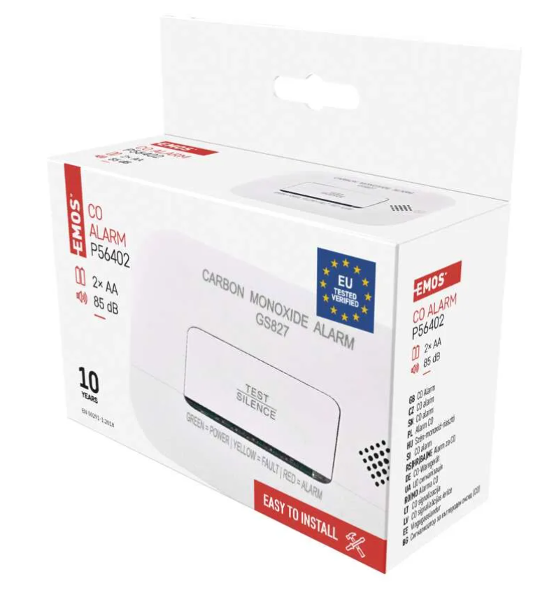 Anglies monoksido detektorius su baterija, 85 dB, IP30, baltas-1