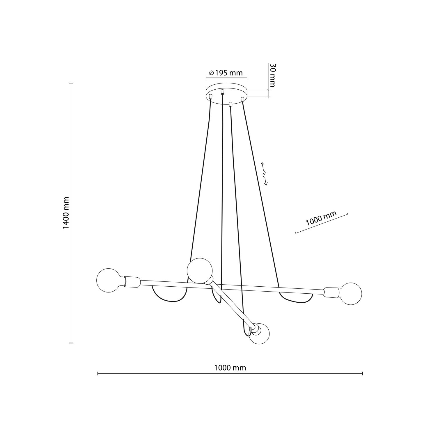 Pakabinamas šviestuvas TK LIGHTING HELIX WOOD 4, 4xE27 15W LED - 3