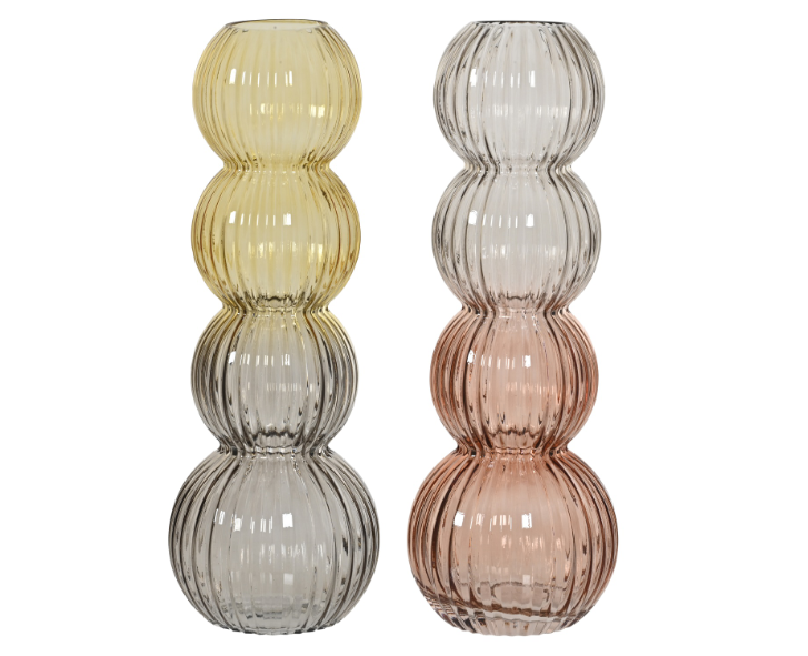 Stiklinė vaza BUBBLE, gelsvos/rausvos sp., 2 rūšys, 15 x 42 cm, 1 vnt-0