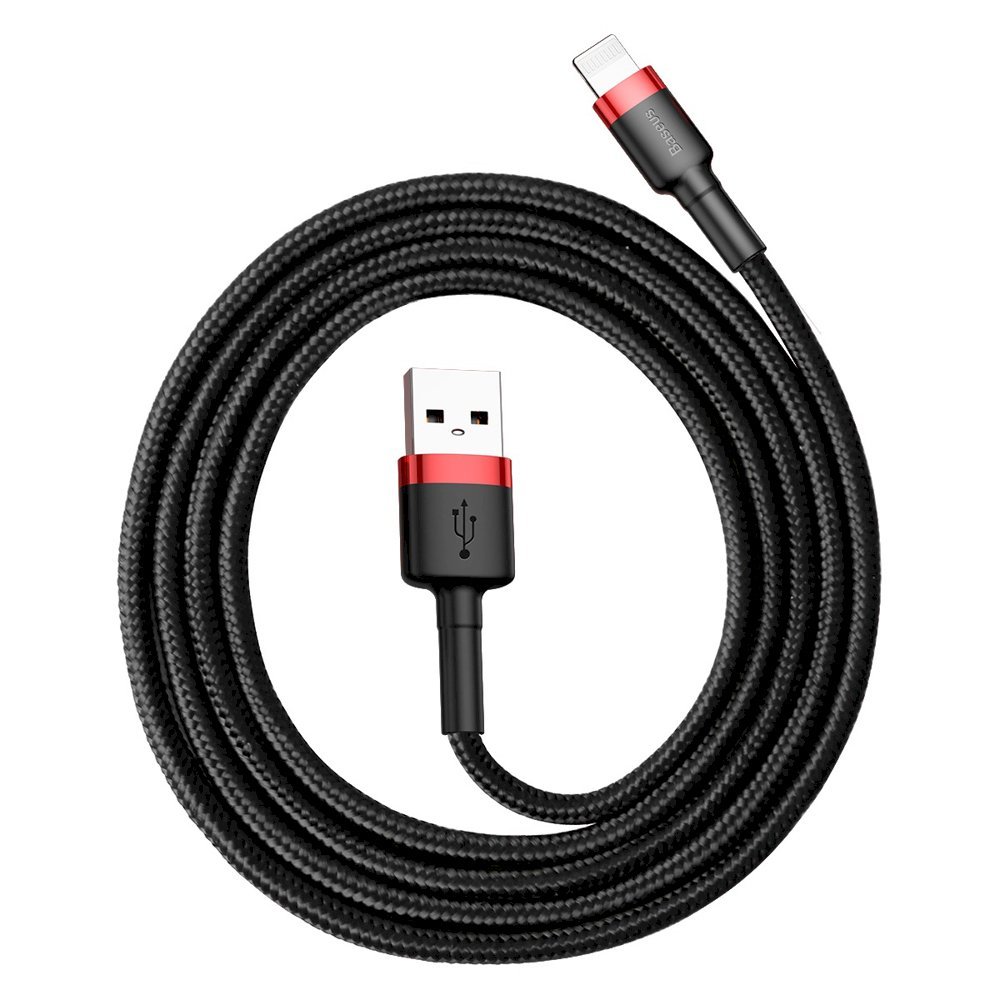 Kabelis BASEUS, USB A - IP lightning kištukas, QC3.0, raudonos/juodos sp., 1 m - 4