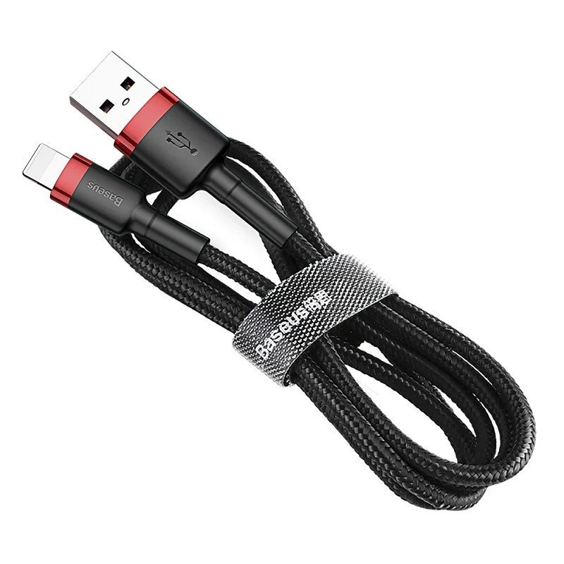 Kabelis BASEUS, USB A - IP lightning kištukas, QC3.0, raudonos/juodos sp., 1 m-1