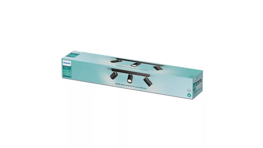 Taškinis LED šviestuvas PHILIPS IDRIS, IP44, 3xGU10, max 3x5W, juodos sp., 8,3x44,2x12cm - 3