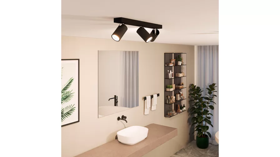 Taškinis LED šviestuvas PHILIPS IDRIS, IP44, 3xGU10, max 3x5W, juodos sp., 8,3x44,2x12cm-1