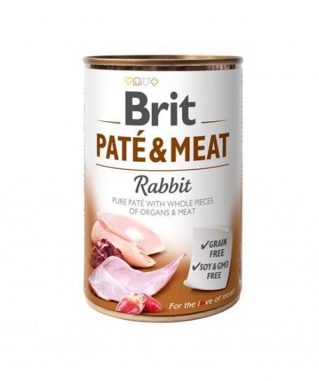 Konservuotas ėdalas šunims BRIT CARE RABBIT PATE&MEAT su triušiena, 400 g
