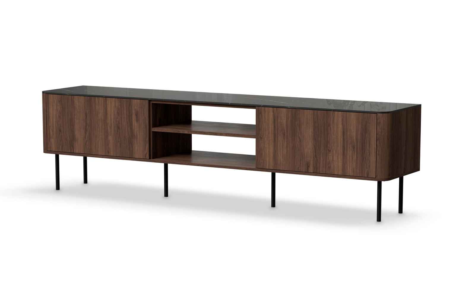 Televizoriaus spintelė Solano, juoda sp./riešuto sp., 40 cm x 200 cm x 55 cm-0