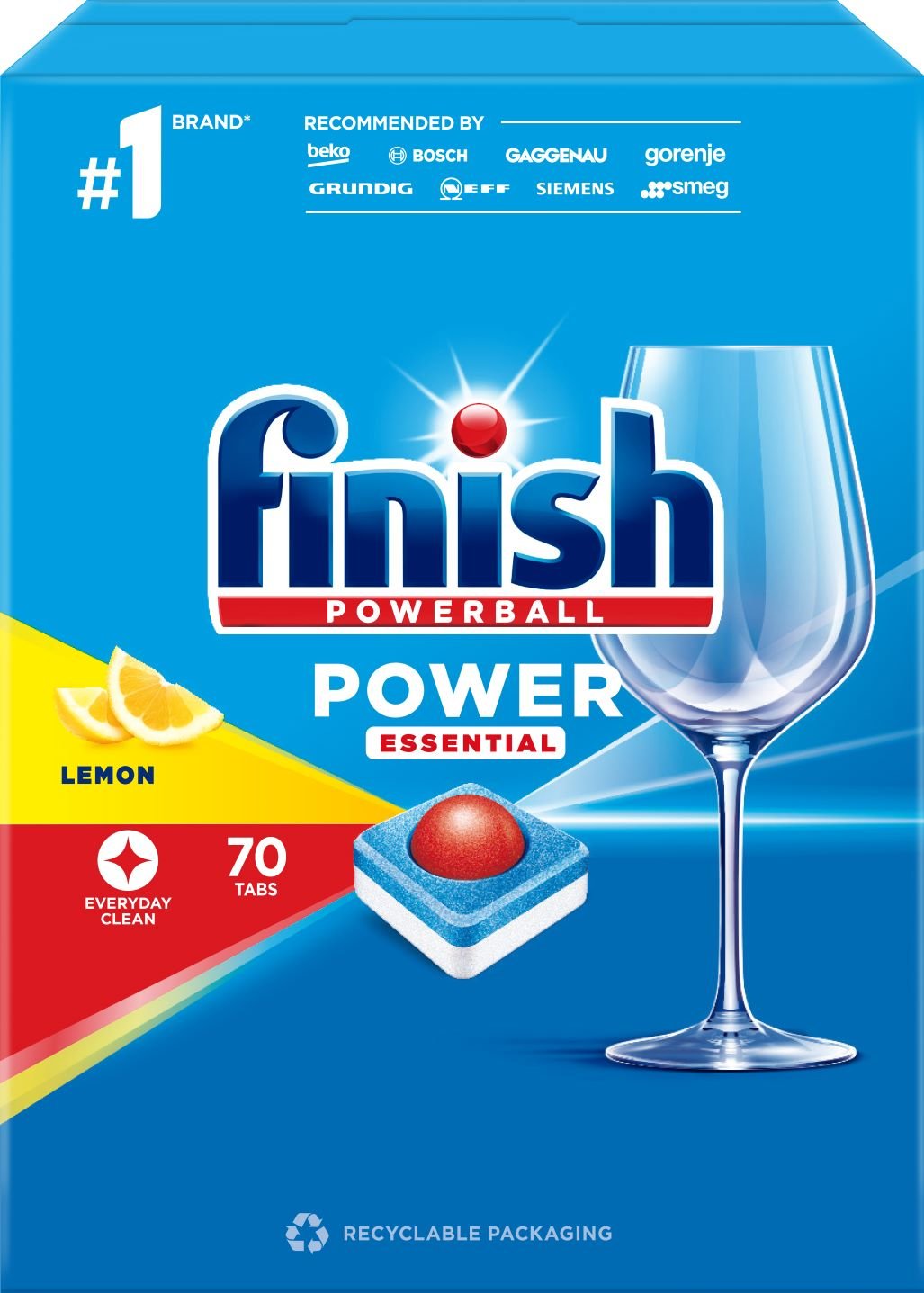 Indaplovių tabletės FINISH Powerball Power Essential, 70 vnt.