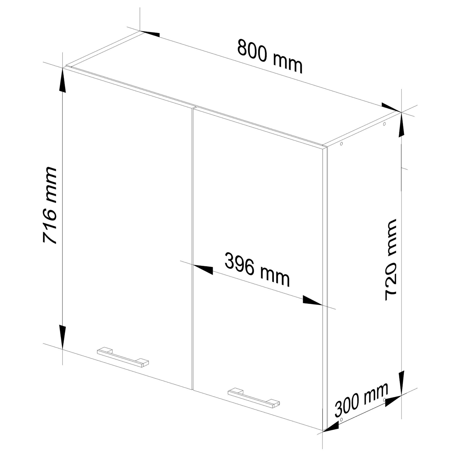 Pakabinama virtuvės spintelė OLIVIA W80, H72 cm, balta/pilka - 3
