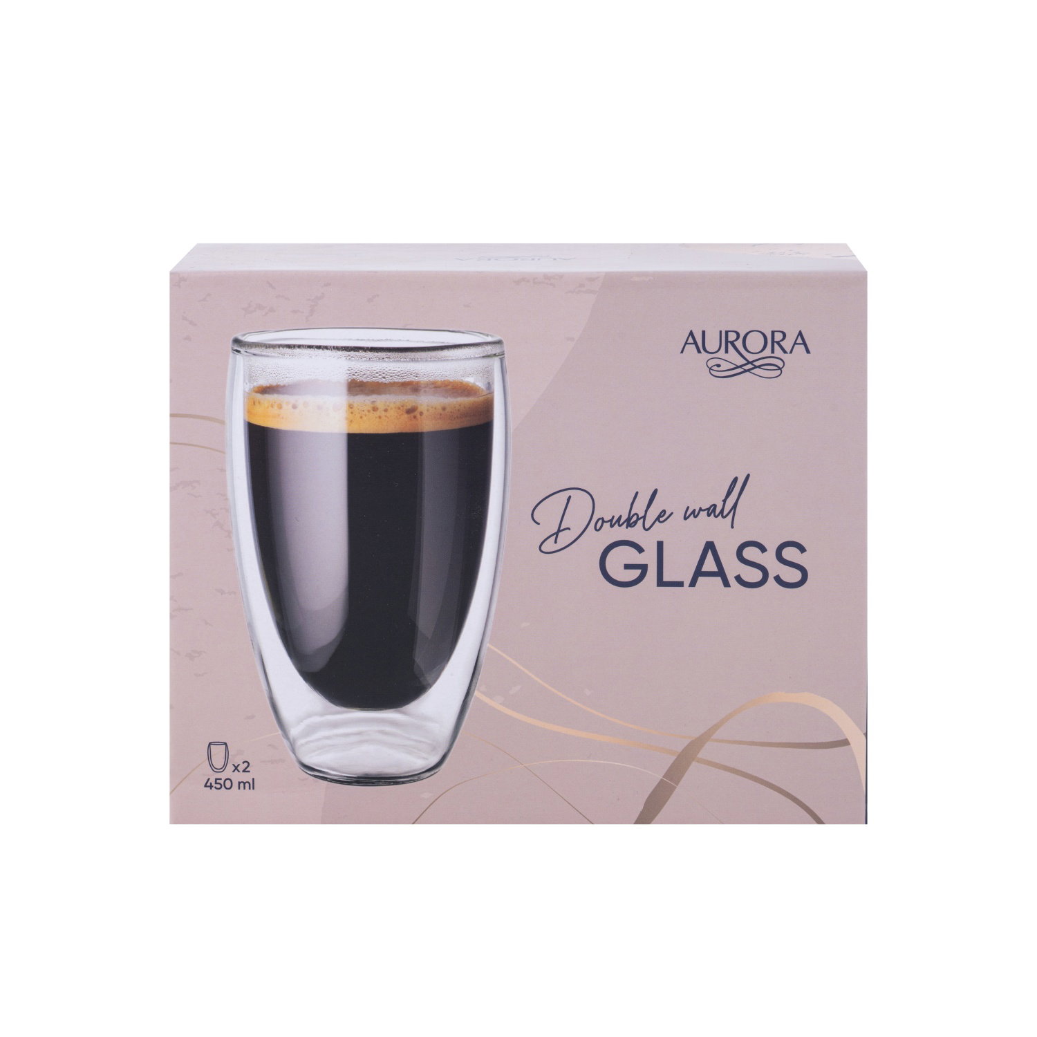 Dvigubo stiklo stiklinės AURORA, 450 ml, 2 vnt-1