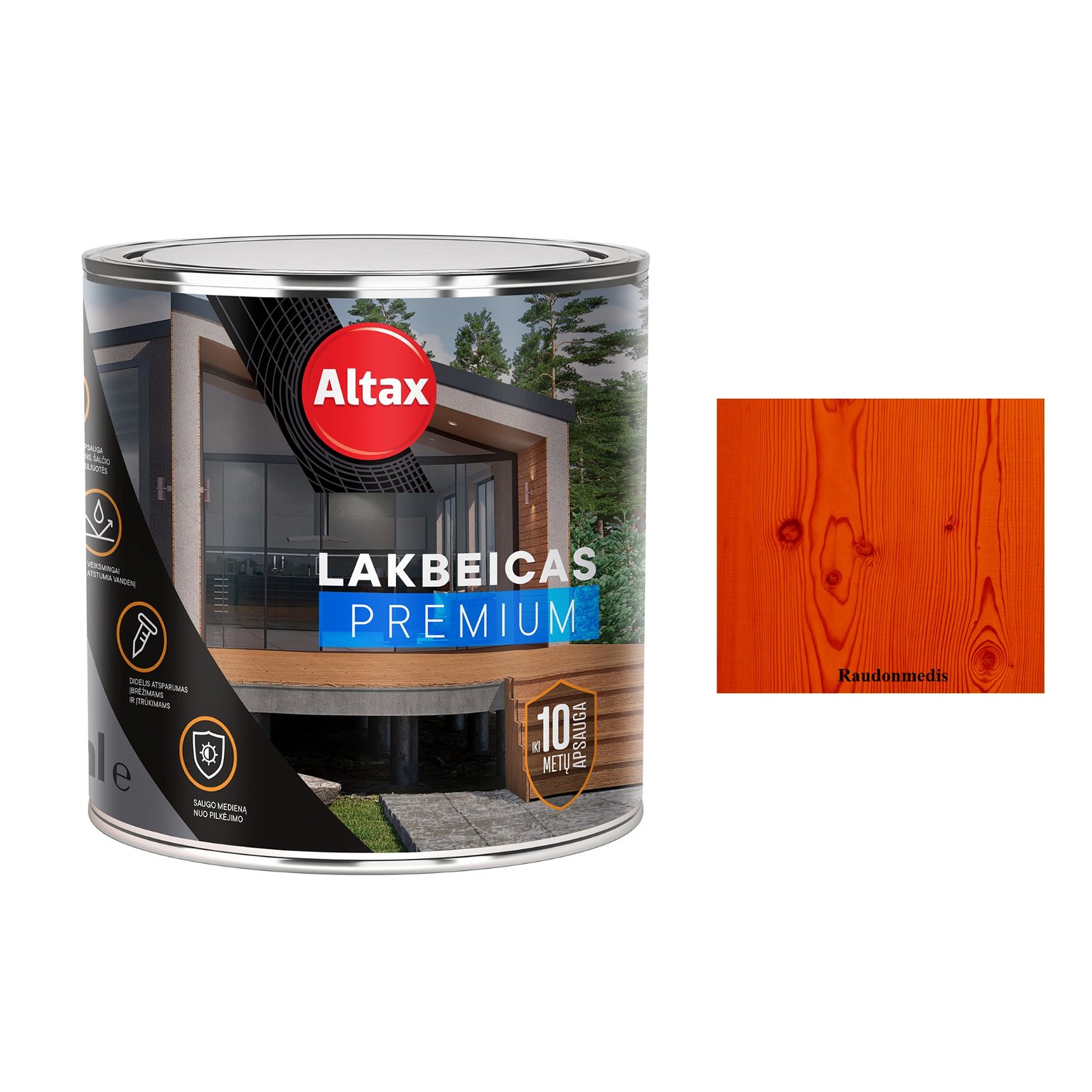 Medienos lakas su beicu ALTAX Premium, raudonmedžio sp., 250 ml