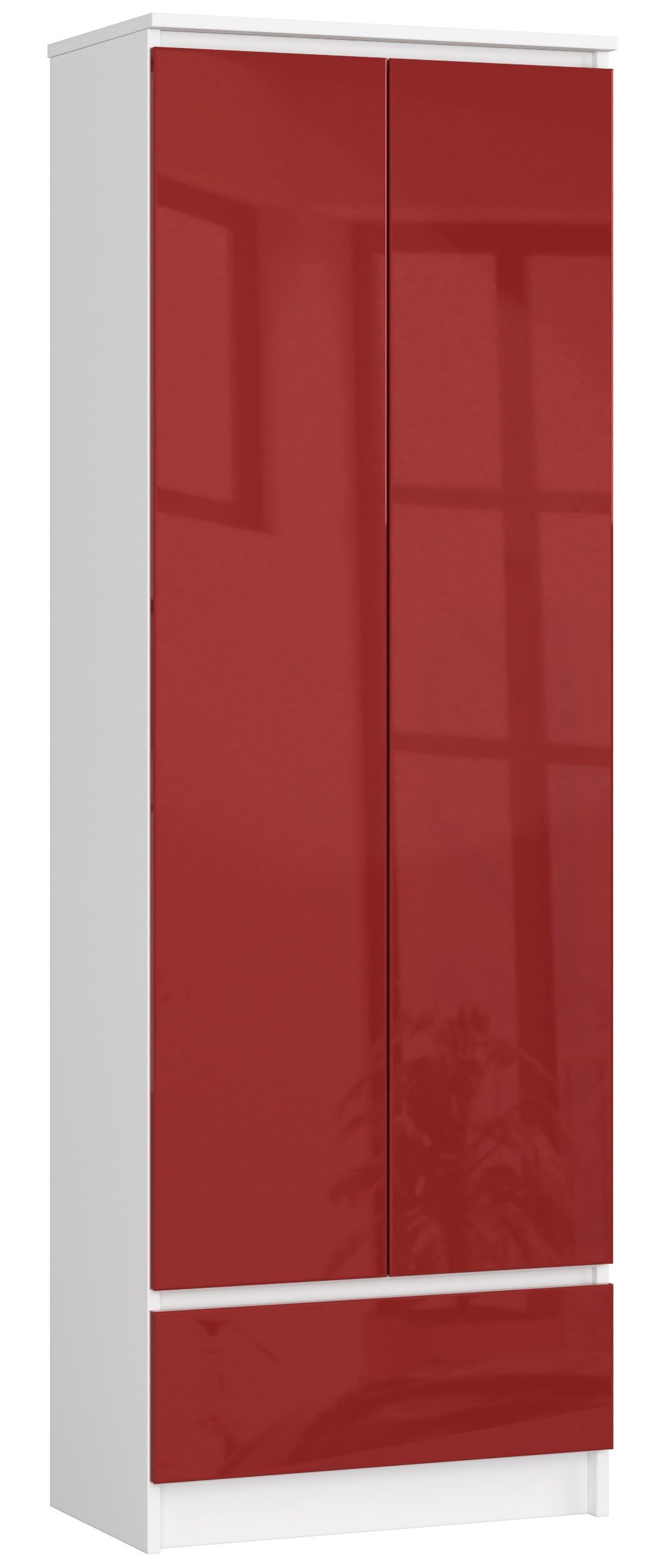 Lentyna-spintelė su stalčiumi CLP R60, balta/raudona blizgi