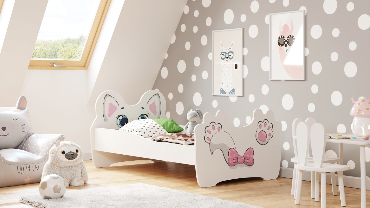 Vaikiška lova Pink Cat, 160x80 cm - 2