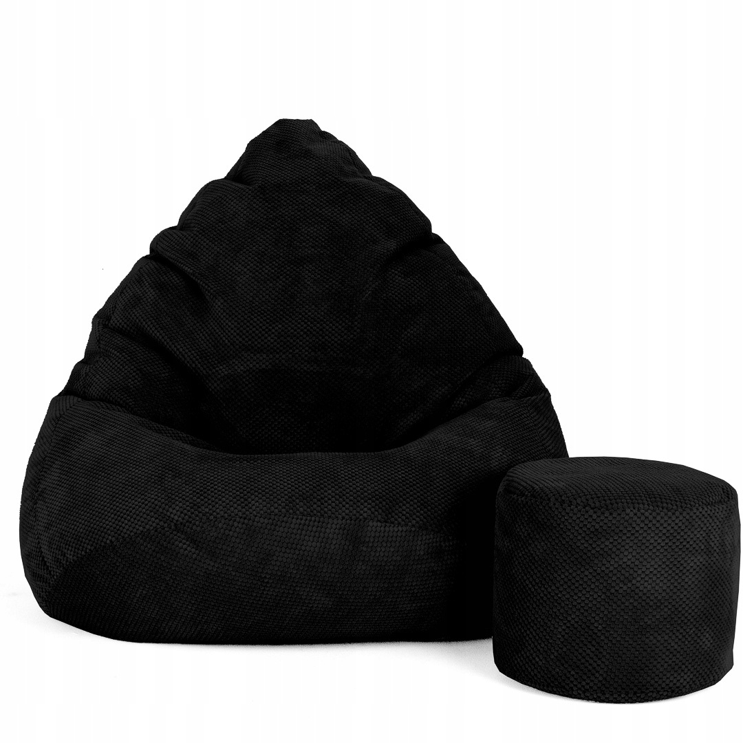 Sėdmaišis su pufu Mega Dot Velour XXL, 100x130 cm, juodas-0