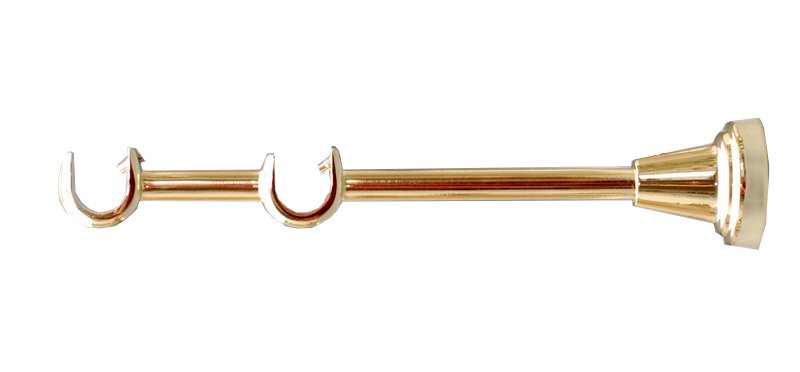 Karnizo laikiklis GRAL, metalinis, dvigubas, blizgios aukso sp., L20 cm, Ø 16-16 mm